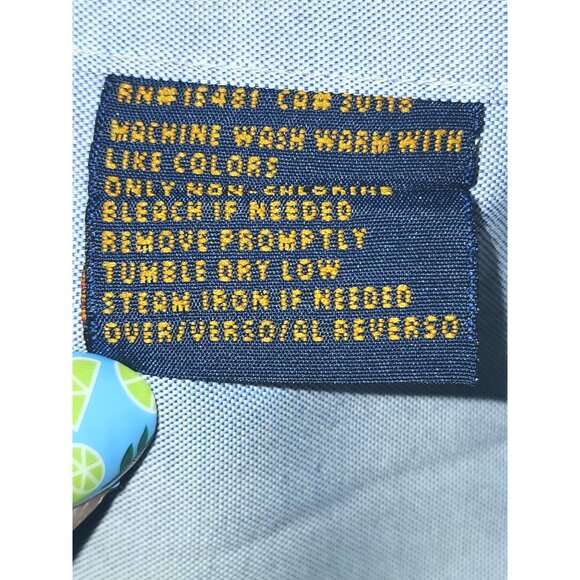 VTG Tommy Hilfiger Mens Button-Down Blue Shirt 16 1/2 34-35 - Picture 6 of 6